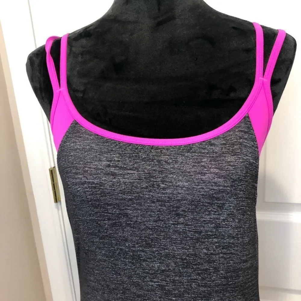 Athleta Hidden Agenda grey dress with pink bra top - Picture 3 of 9